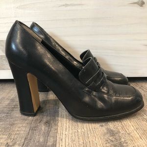 Newport News Black Leather 4” Slip on Pumps
